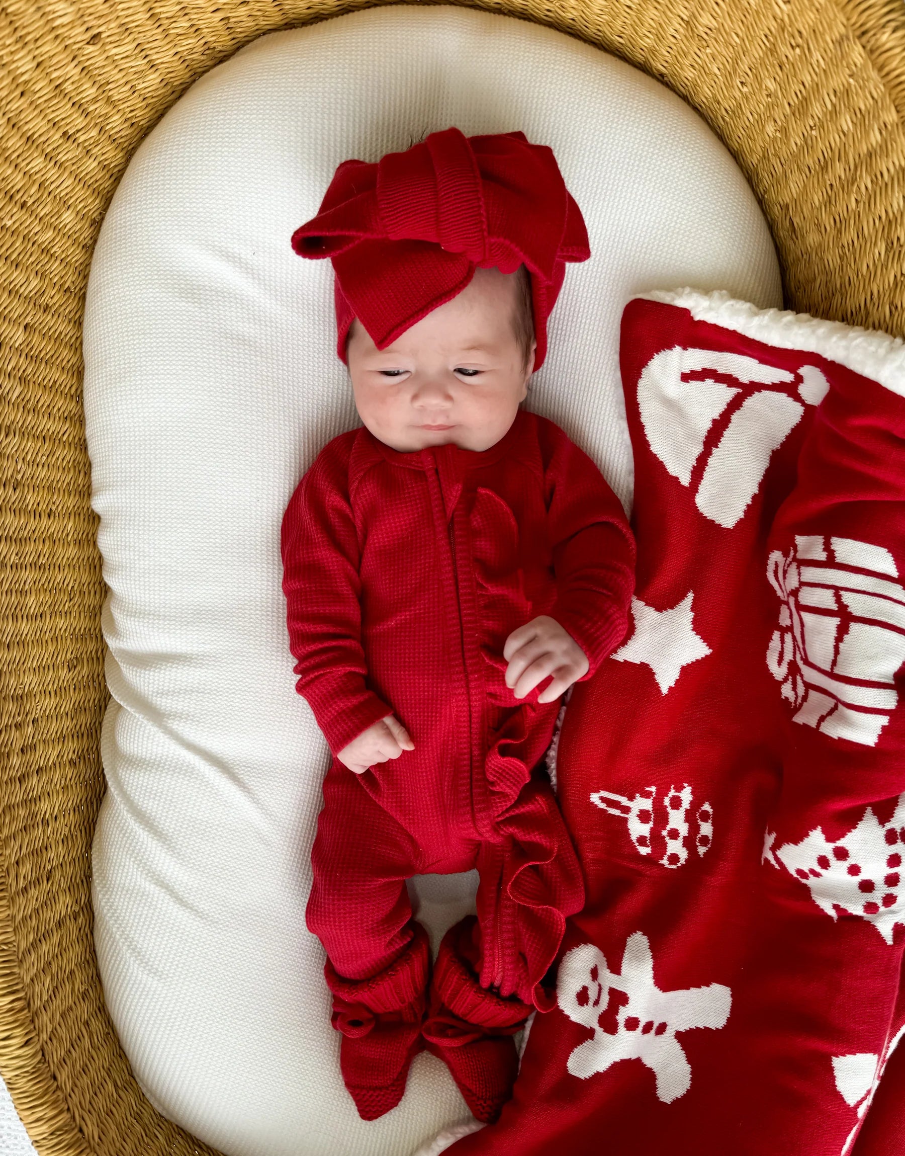 Frill Zip Romper | Rudolph Red