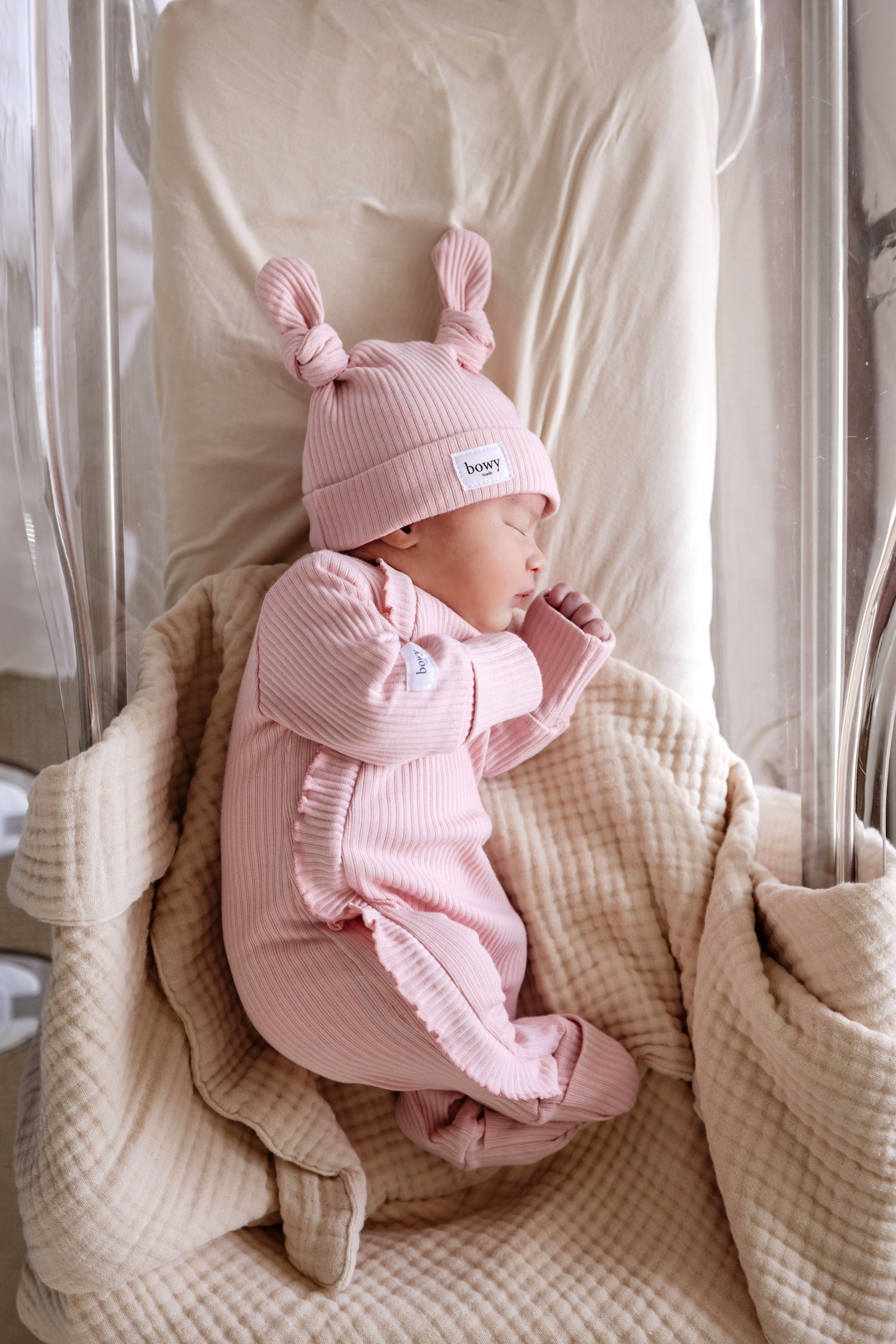 Baby Frill Onesie - Dusty Pink