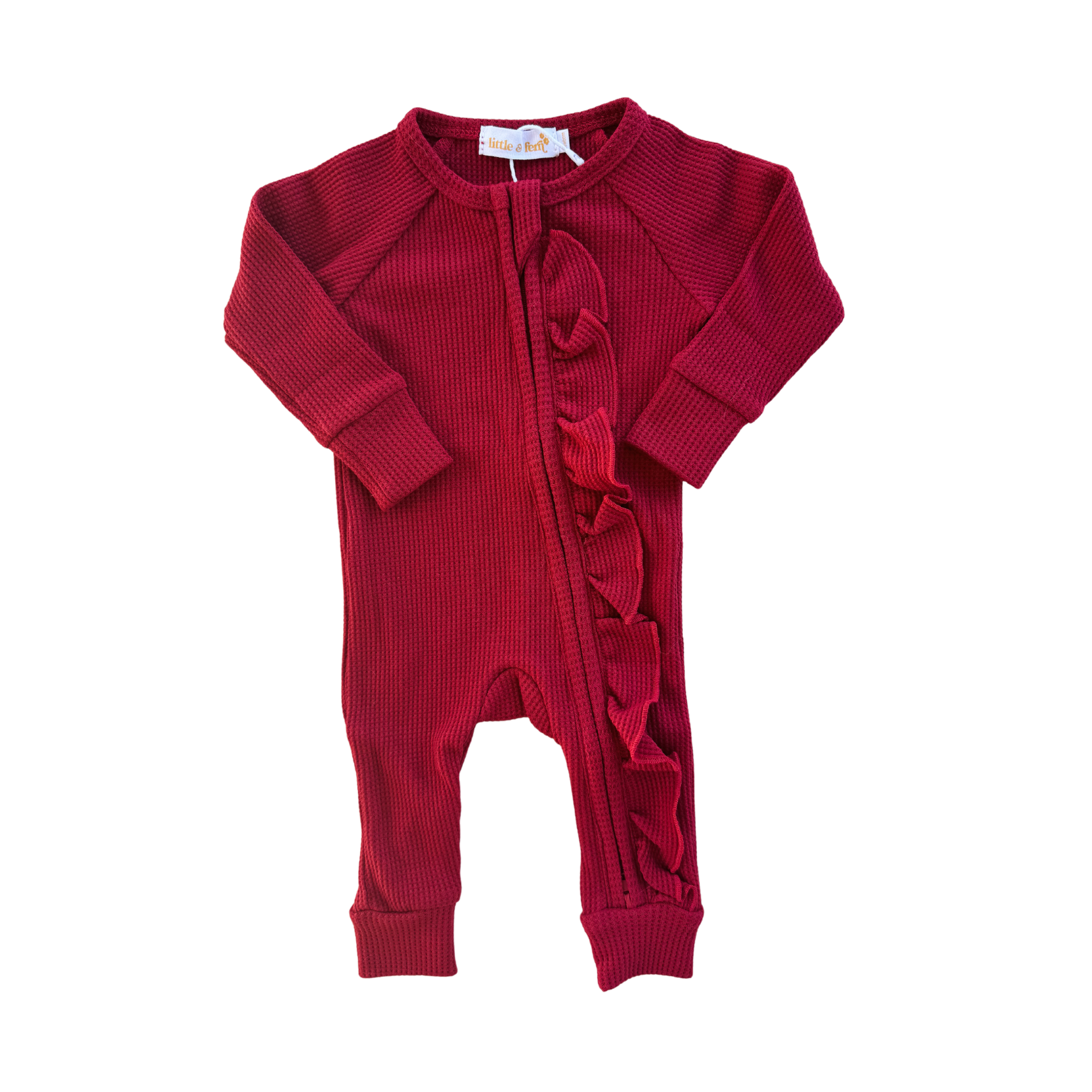 Frill Zip Romper | Rudolph Red