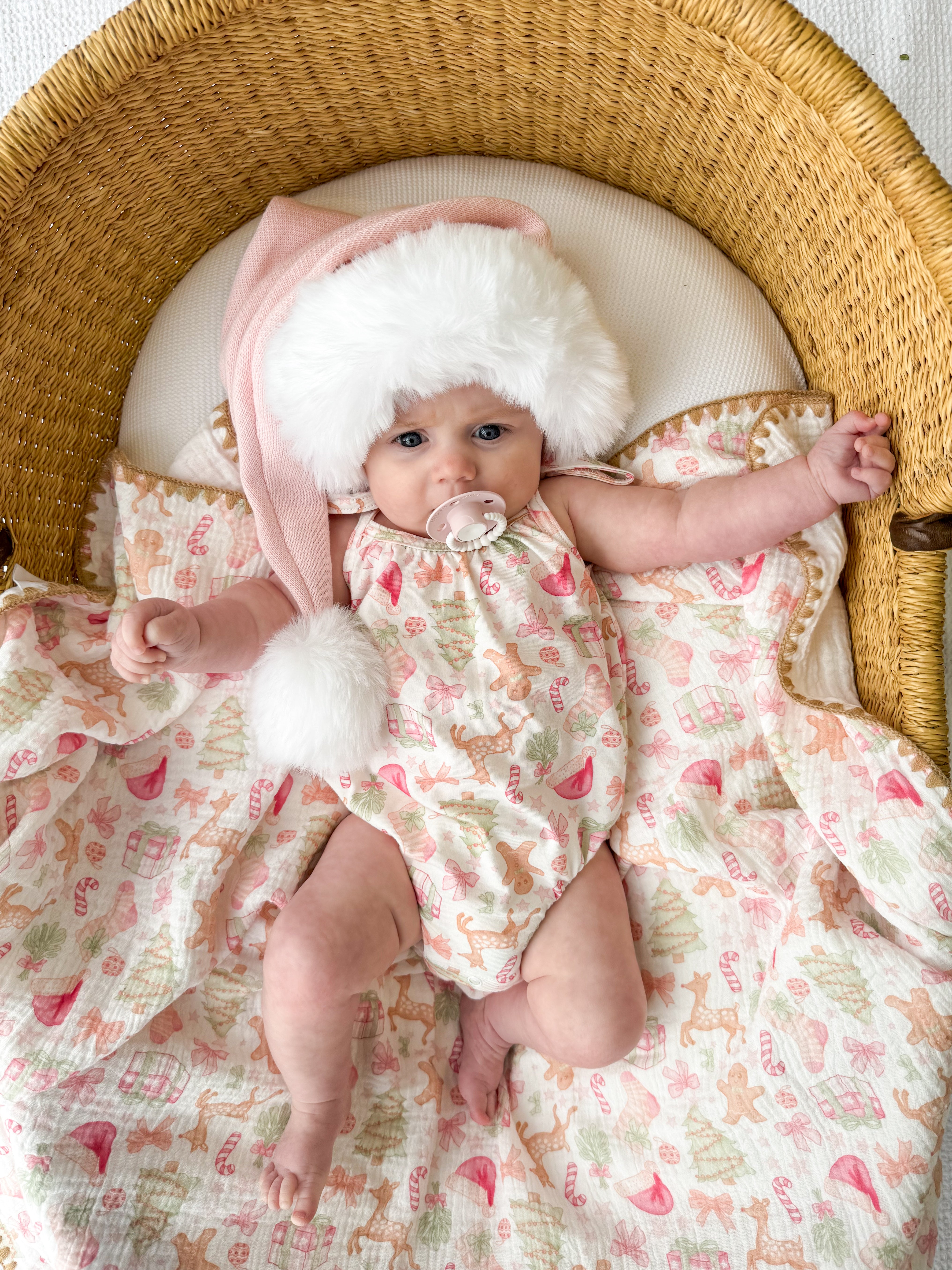 Crinkle Muslin Blanket | Santa Baby