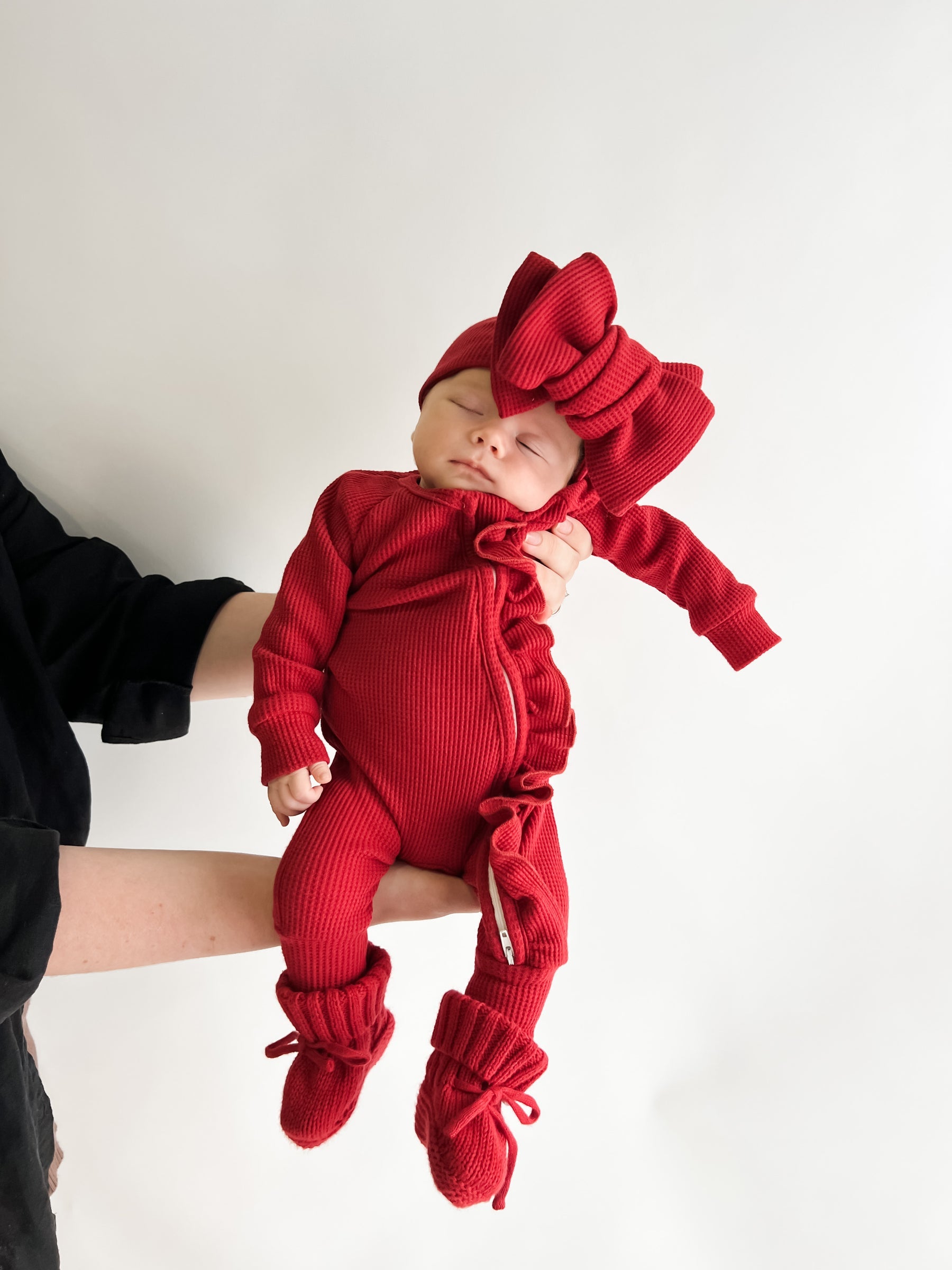 Frill Zip Romper | Rudolph Red