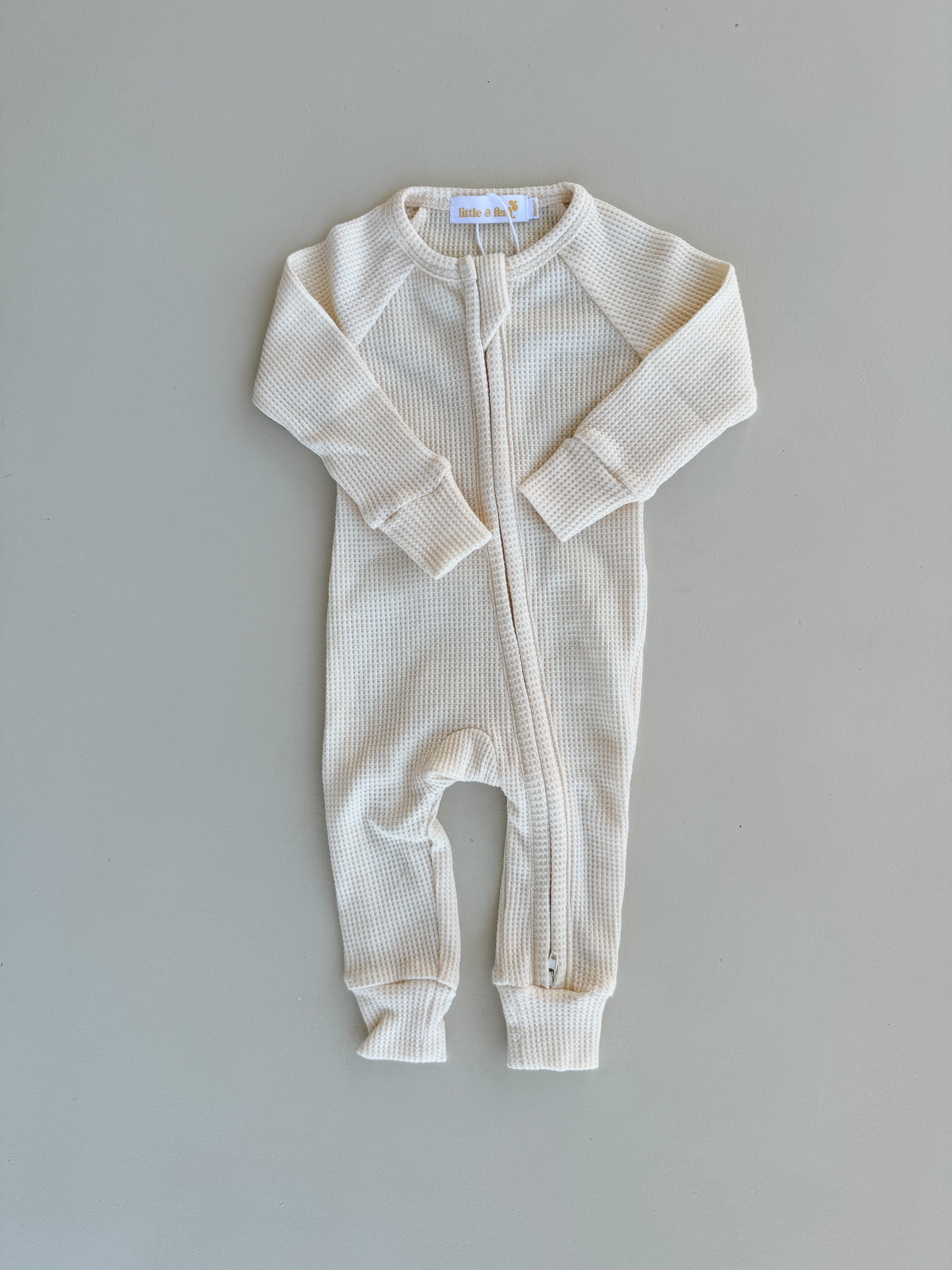 Zip Romper | Cream Waffle