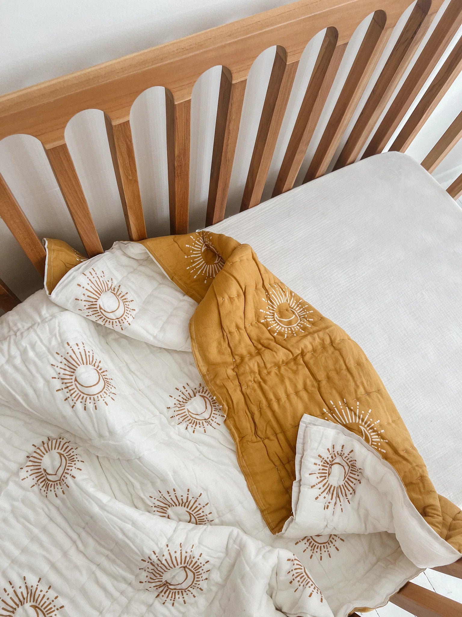 Cot Quilt Cotton Filled | Moon and Sun