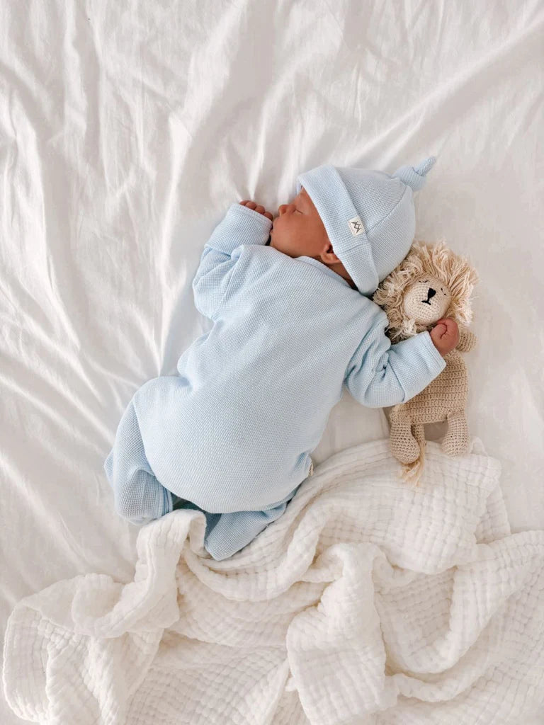 My First Outfit | Onesie & Beanie Set | Baby Blue